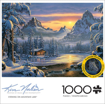 Buffalo Games 1000 Piece Jigsaw Puzzle - Evening On Mountain Lake, Multicolor, Precision-Cut, 26.75 x 19.75 inches, Model 13908