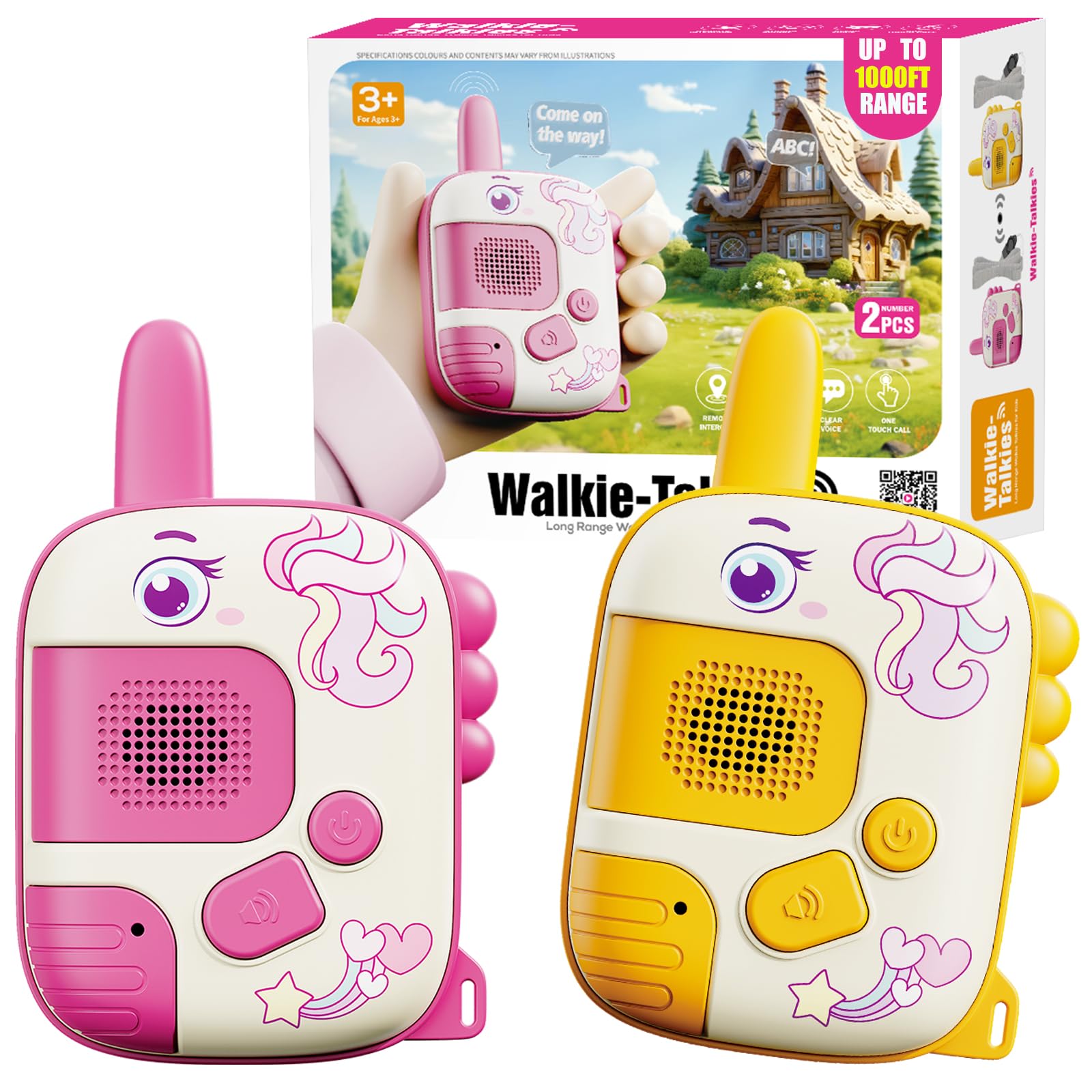Walkie Talkies Toys For Girls:Unicorn Toys 2 Pack Birthday Gifts For 3 4 5-7 8 Year Old Girls Toy For 4 5 6 7 8-10 Year Old Camp