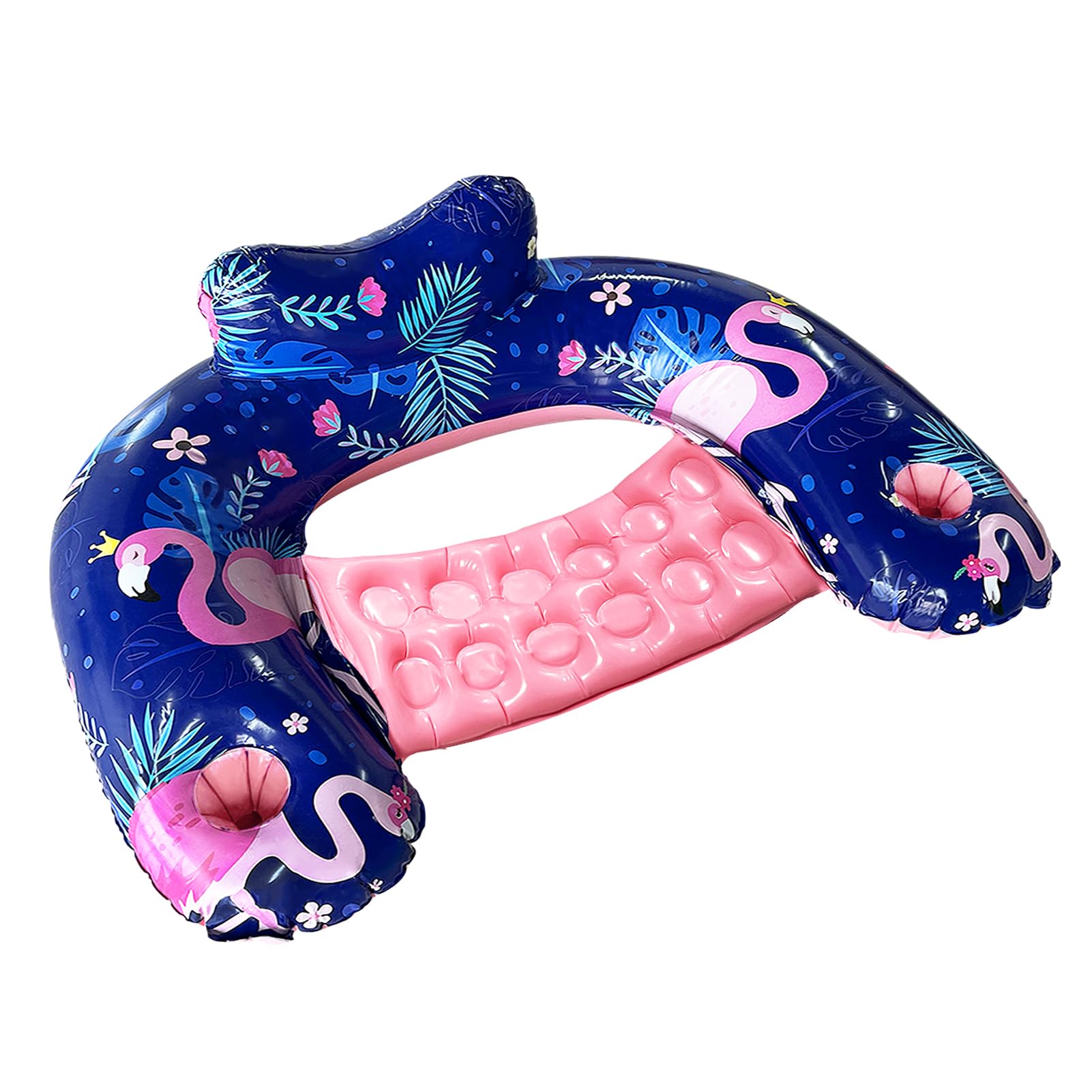 Inflatable Pool Float Chair - 1 Pack Floating Pool Chair Adult Pool Float Seat With Cup Holder And Backrest, Portable Lounge Flo