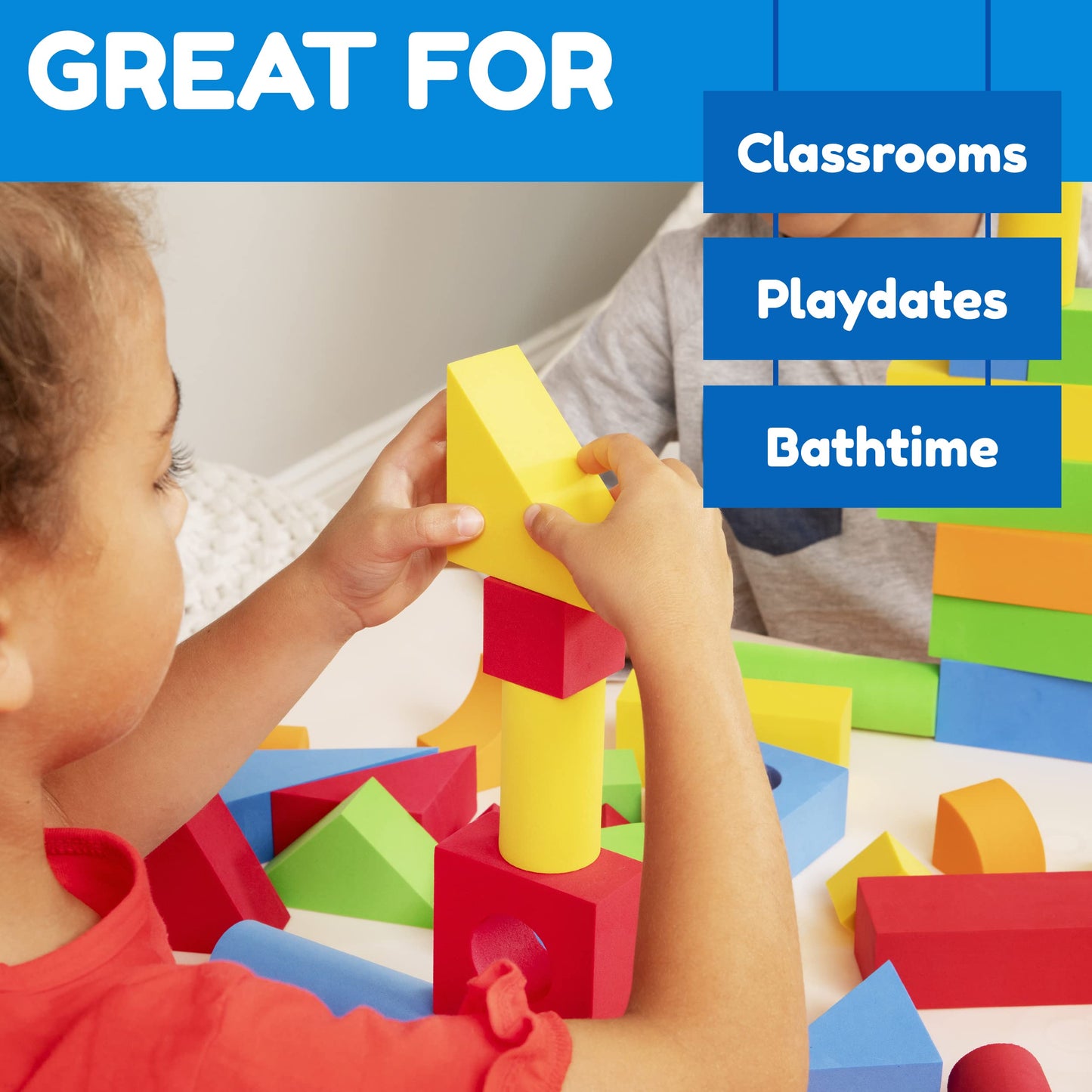 Jaxojoy Foam Building Blocks For Kids - 108-Piece Soft Foam Blocks For Toddlers - Large, Stackable, Educational Stem Toys - Soft Blocks For Indoor Or Outdoor Play - Foam Shapes For Boys And Girls