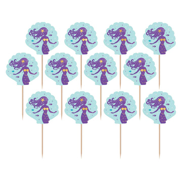 Amscan 401975 - Mermaid Wishes Kids Birthday Party Food Cake Picks 8.8cm - 24 Pack