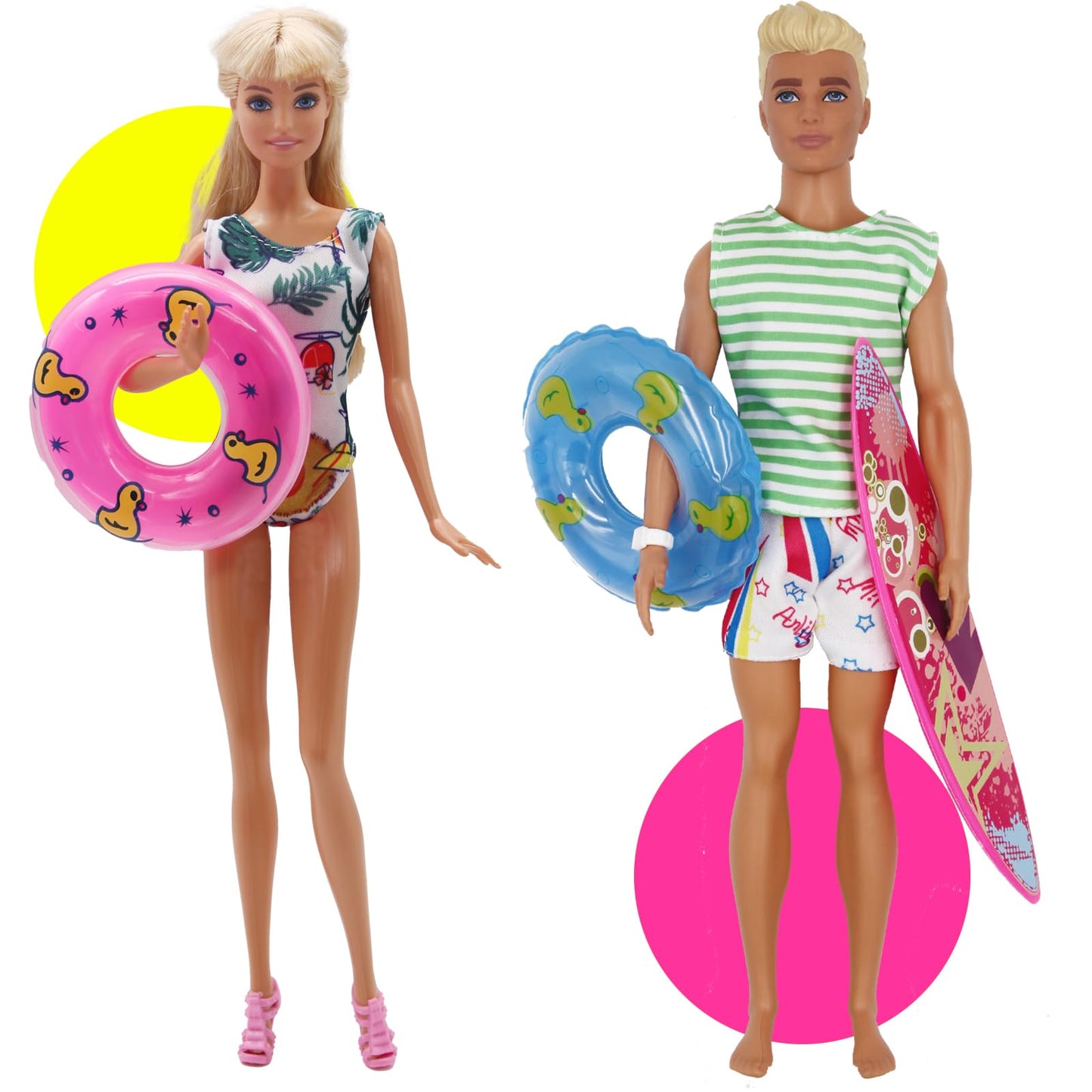 Ztweden 42Pcs Doll Clothes And Swimming Accessories For 12 Inch Boy And Girl Dolls Includes Bikini Swim Suit Swim Trunks Skatebo