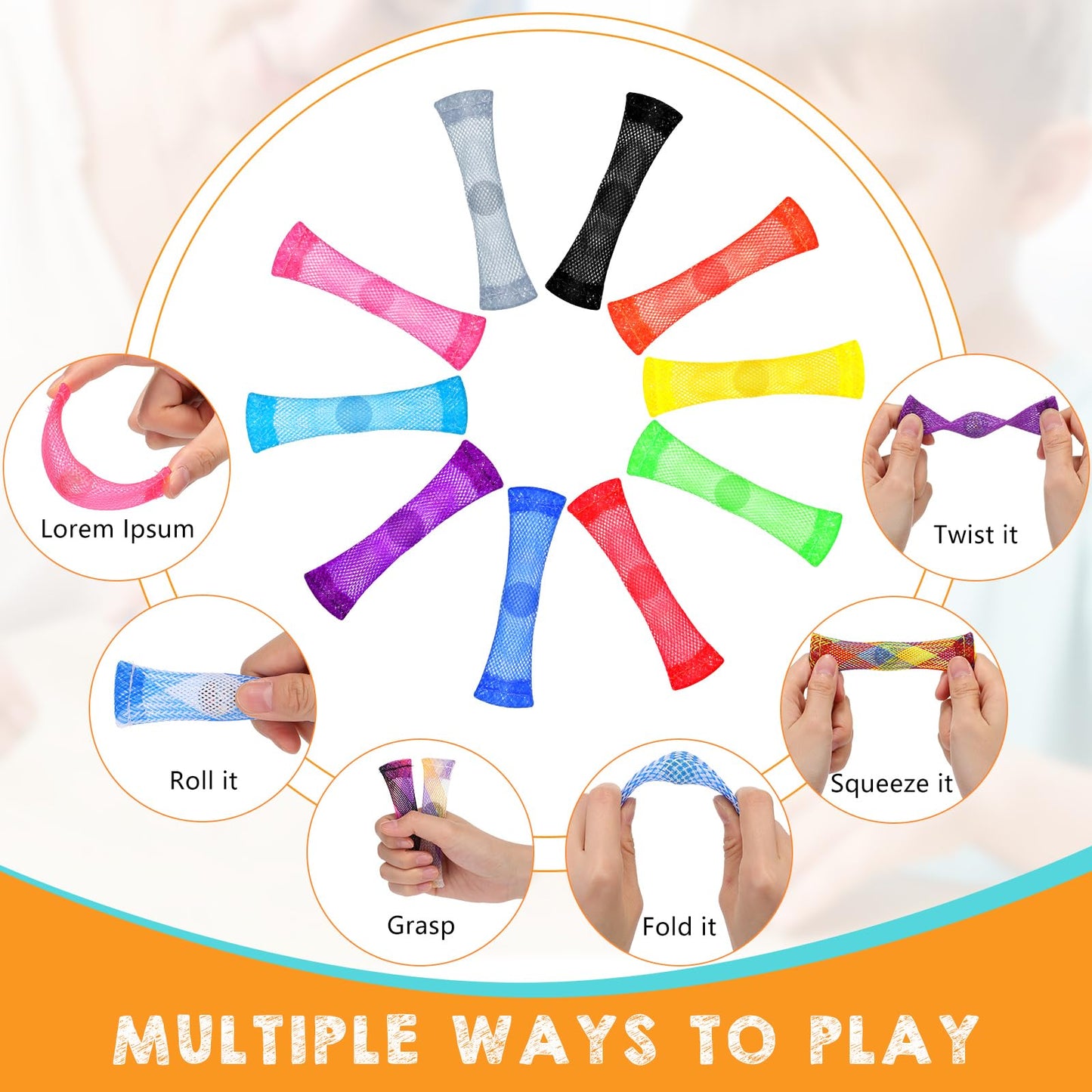 Macarrie Marble Mesh Fidget Toy - 100 Pieces Stress Relief for Anxiety - Nylon, Bright Style - Quiet Sensory Toys for School & Office
