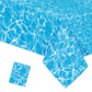 Winter Ocean Waves Plastic Tablecloth 86x52in Ocean Party Table Cover Ocean Under The Sea Tablecloth Blue for Beach Pool Birthda