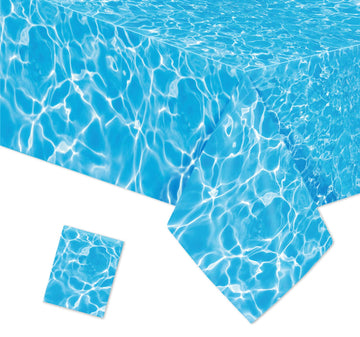 Winter Ocean Waves Plastic Tablecloth 86x52in Ocean Party Table Cover Ocean Under The Sea Tablecloth Blue for Beach Pool Birthda