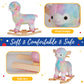 Light Up Musical Alpaca Baby Rocking Horse Set of 2 with Chair, Glowing Rainbow Llama Plush Stuffed Animal Rocker for Toddlers 1
