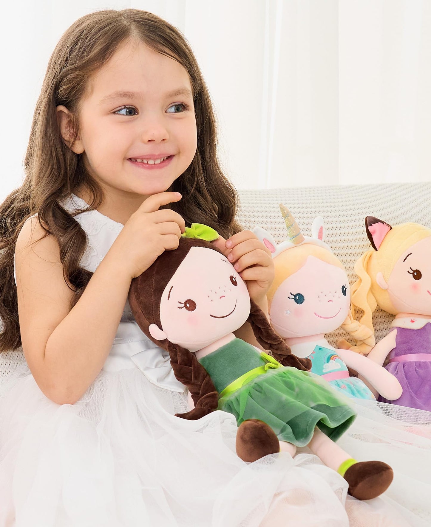 Gagaku Soft Baby Doll Toys (16''), My First Baby Rag Doll For 1 Year Old Girl Birthday Gift,Christmas Plush Toys Gift For Toddler Kids Infants - Forest Girl
