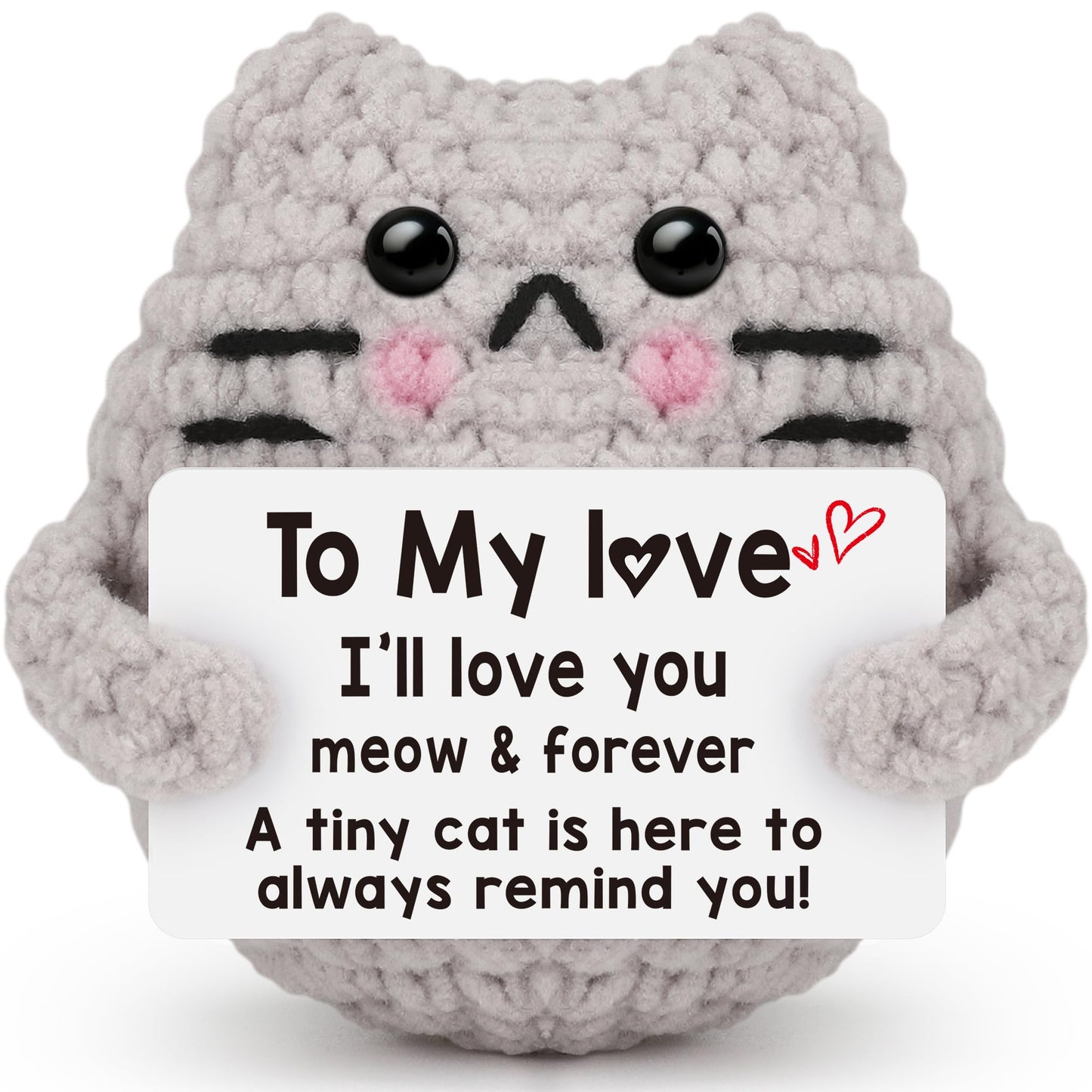 Tgifglonyi Birthday Gifts For Him Her Boyfriend Girlfriend Wife Husband Birthday Gift Ideas, Handmade Crochet Positive Cat I Lov