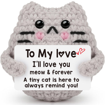 Tgifglonyi Birthday Gifts For Him Her Boyfriend Girlfriend Wife Husband Birthday Gift Ideas, Handmade Crochet Positive Cat I Lov