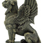 Ebros Gift Muscular Stoic Lion Gargoyle With Griffin Wings Crouching On Pedestal Decorative Statue 6.5' Tall Medieval Cathedral Castle Rooftop Gothic Figurine