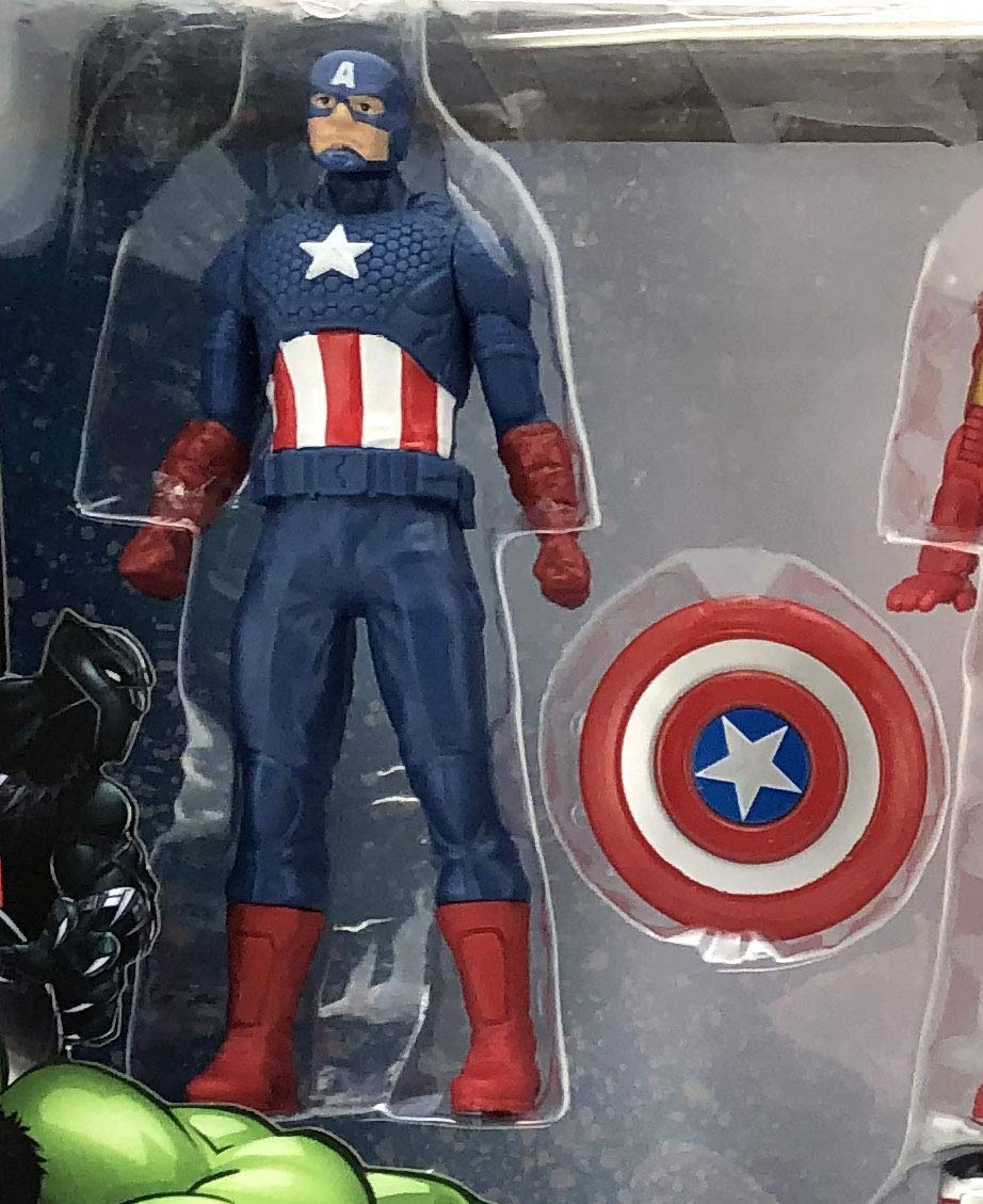 Hasbro Marvel Avengers Action Figures Set - 8 Piece Plastic Collection, Includes Iron Man, Hulk, Captain America & More, Black
