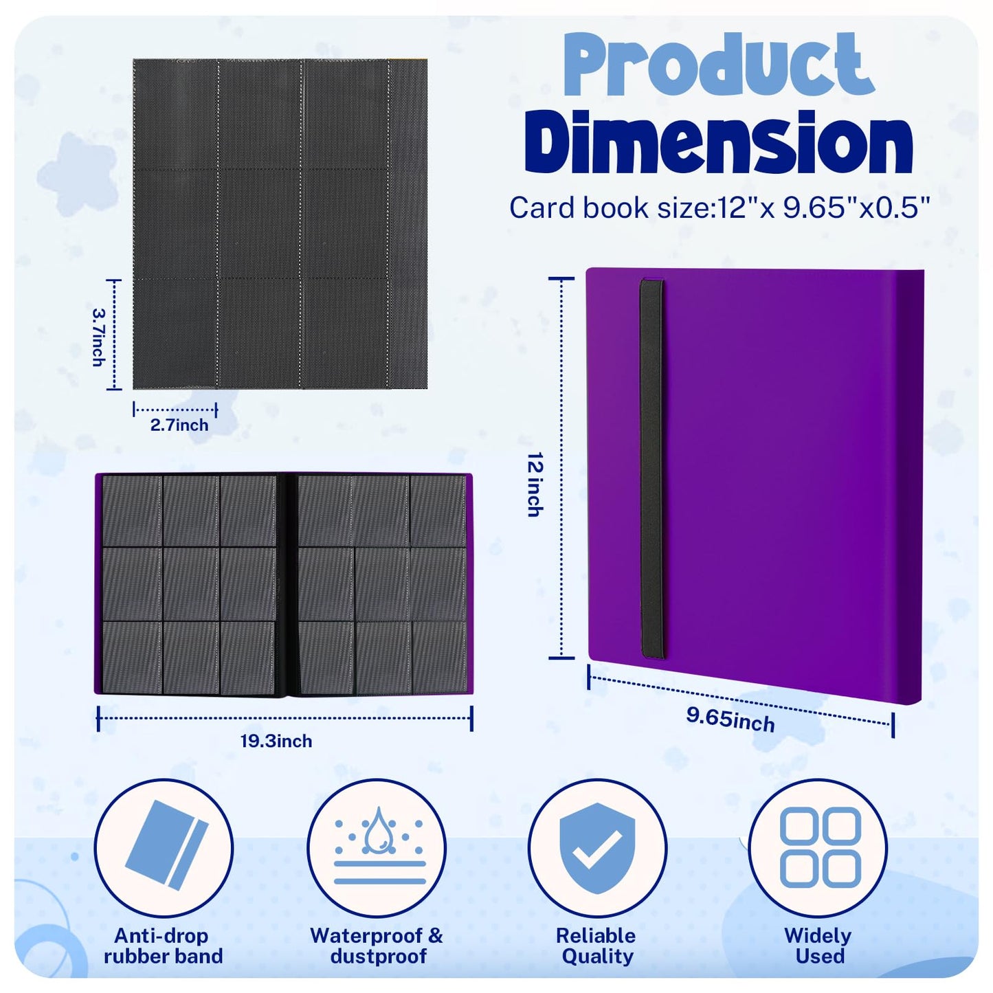 Card Binder  9 Pocket Trading Card Album Folder 20 Pages  360 Card Capacity Sports Card Binder  enhanced Card Binders Compatible with MTG  TCG  Baseball Cards (Purple)