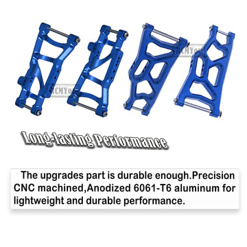 RCMYou RC Aluminum Front Rear Suspension A-Arms Upgrades Part for 1/10 Rustler VXL & XL-5 / Stampede VXL & XL-5 2WD,Alloy Arms H