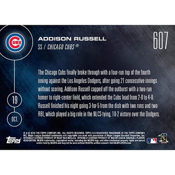 Mlb Chicago Cubs Addison Russell #607 2016 Topps Now Trading Card