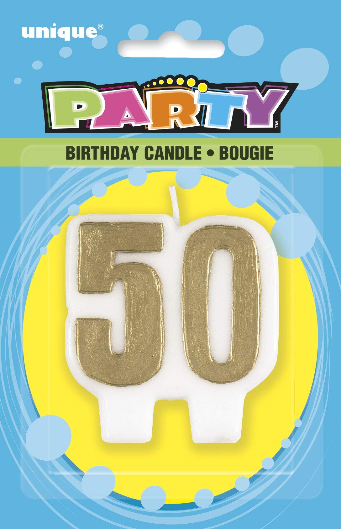 Unique Party Supply, 2 x 2, Gold 50th Birthday