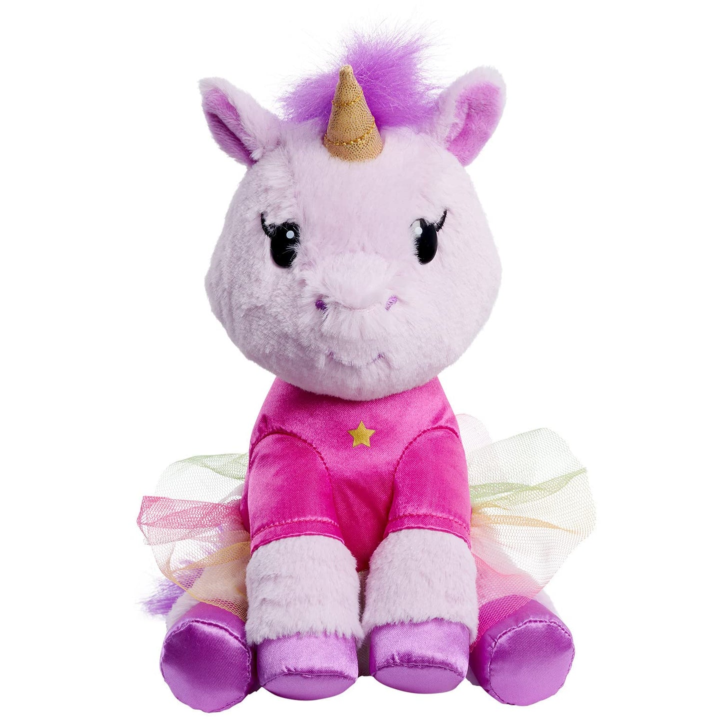 Just Play Ek World 7-Inch Small Unicorn Plush Stuffed Animal, Pink Star Shirt And Rainbow Skirt, Soft Fabric, Kids Toys For Ages 3 Up