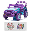 Modern-Depo 12V Kids Ride On Car Unicorn Truck With Diy Stickers, Manual/Remote Control Electric Car With Led Lights, 2 Motors, 2 Speeds, Openable Doors, Spring Suspension, Music Player, Purple/Cyan