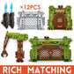 12Pcs Mini Dinosaurs Figurines Toys With Dinosaur Trainning Fence Play Toys Set For Kids 3-5 5-7, Capture N Escape Jurassic Dino World Playset, Including 12 Jurassic Dinosaur Fences Gates 2 Blasters
