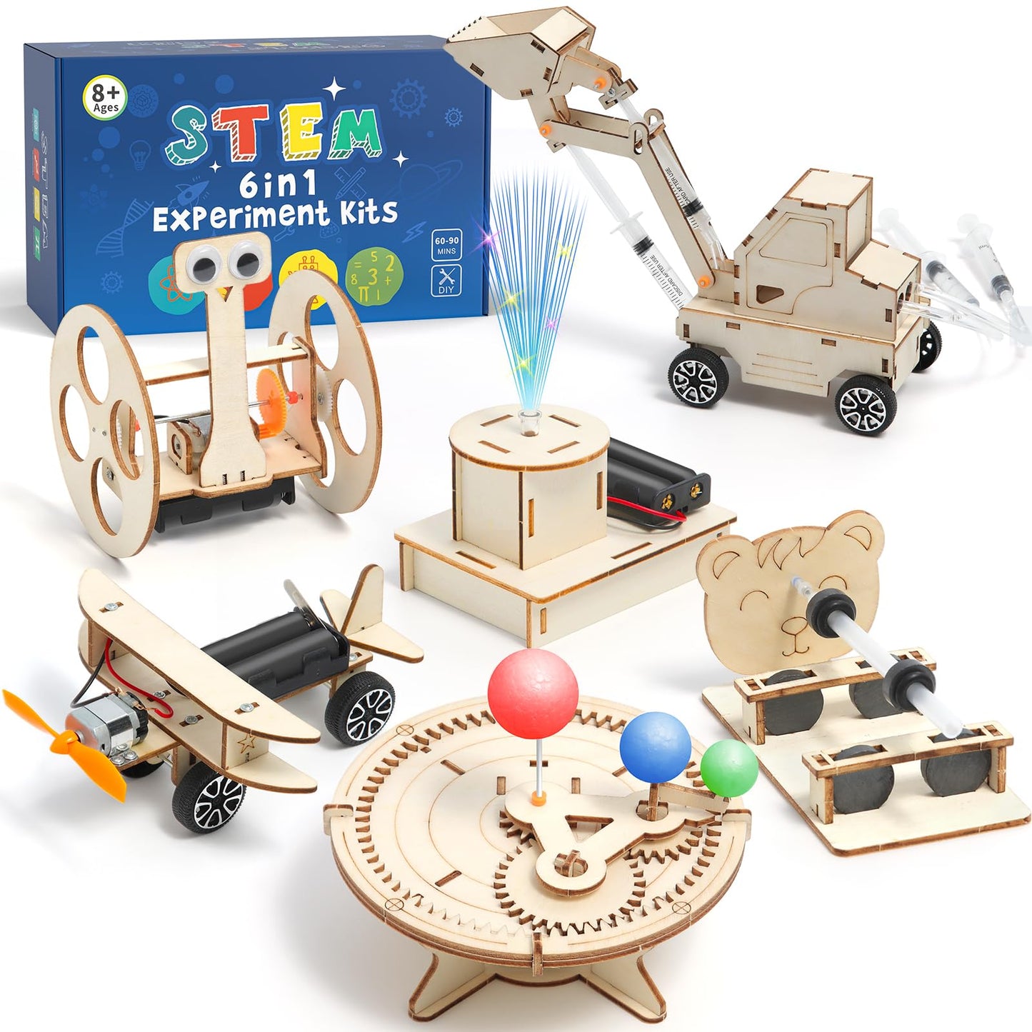 6 In 1 Stem Science Kits For Kids 8-12 5-7, Wood Craft Kit For Boys Age 8-10, Science 3D Puzzles Projects, Educational Craft Bui