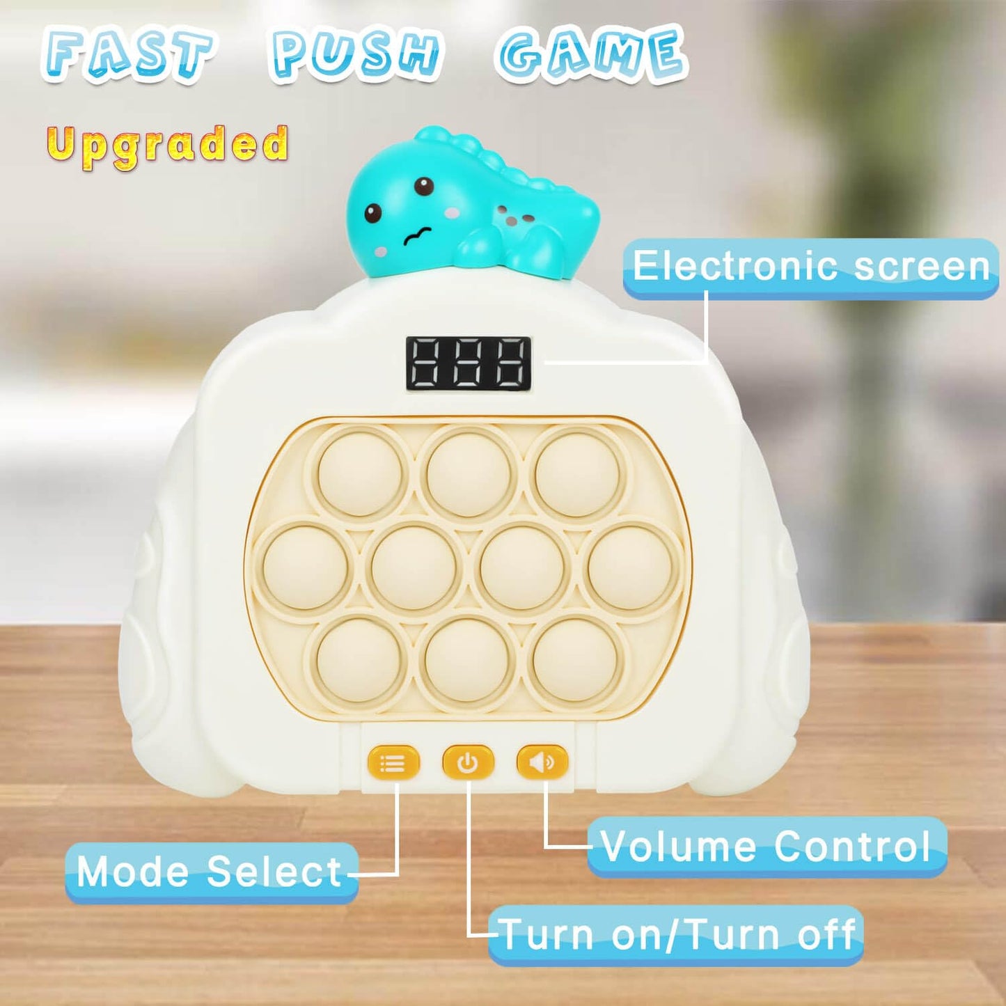 HLXY Quick Push Pop Game Fidget Toy - 12 Modes LED Light, Medium Green, ABS - Ideal Christmas Gift for Kids 6-12 Years Old