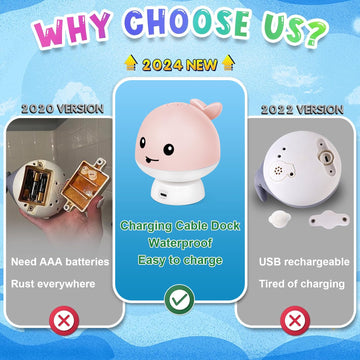 ?2025 Upgraded?Gigilli Baby Girl Whale Bath Toy - Easy Charging, Bath Toys For Kids Ages 1-3, Light Up Bath Fountain Toy 6-12-18 Months Toddlers Bath Toy Sprinkler Baby Valentines Birthday 1 2 3 Gifts