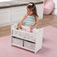 Badger Basket Wooden Doll Bed With Bed Liner, Pillows And Two Storage Baskets - Fits 18-Inch Dolls, White/Rose