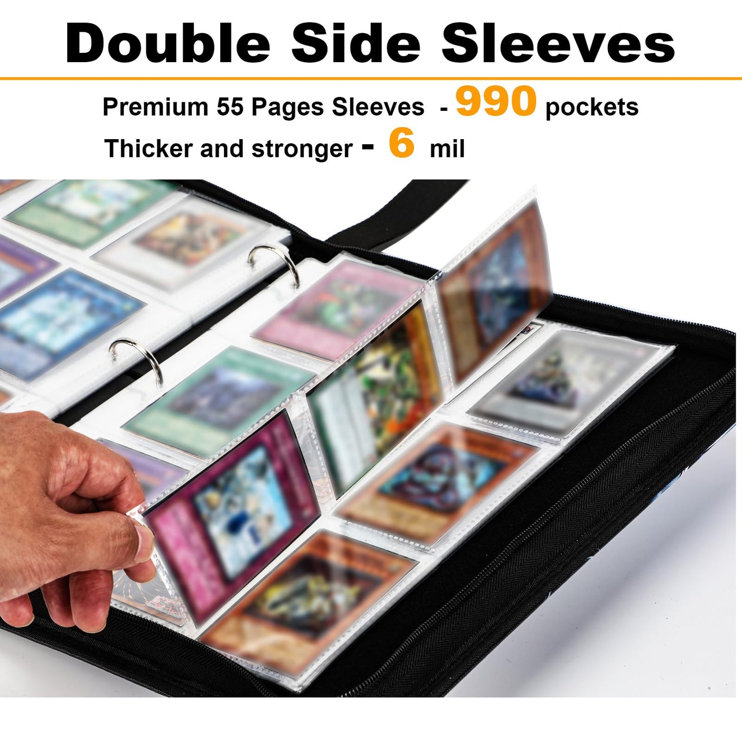 KaylyPro Trading Card Binder for Y-G-O Card 990 pockets Capacity  9 Pocket Card Holder Compatible with TCG Cards and Other Standard Size Cards.