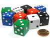 Koplow Games Set of 10 Large 19mm Opaque D6 Dice - 2 Each of 5 Assorted Colors - Plastic