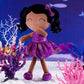 Gloveleya Soft Dolls Plush Figure Brown Skin Glitter Purple Dress Baby Doll Gift 12Inches