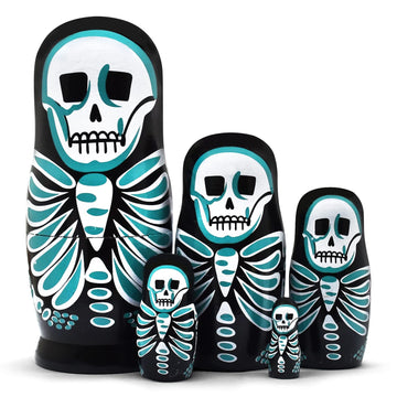 Nesting Dolls Wooden Russian Skull Matryoshka Dolls Gift for Halloween Toddler Kids Boys Girls Toys for Children Christmas Birth