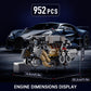 Mould King W16 Engine Kits That Runs  Build Your Own Twin V8 Engine  Visible Car Motor Blocks Set  Physical Science Experiment Models for Teens  Best STEM Toy Gifts for Kids and mature-themed 10131 (952 Pcs)