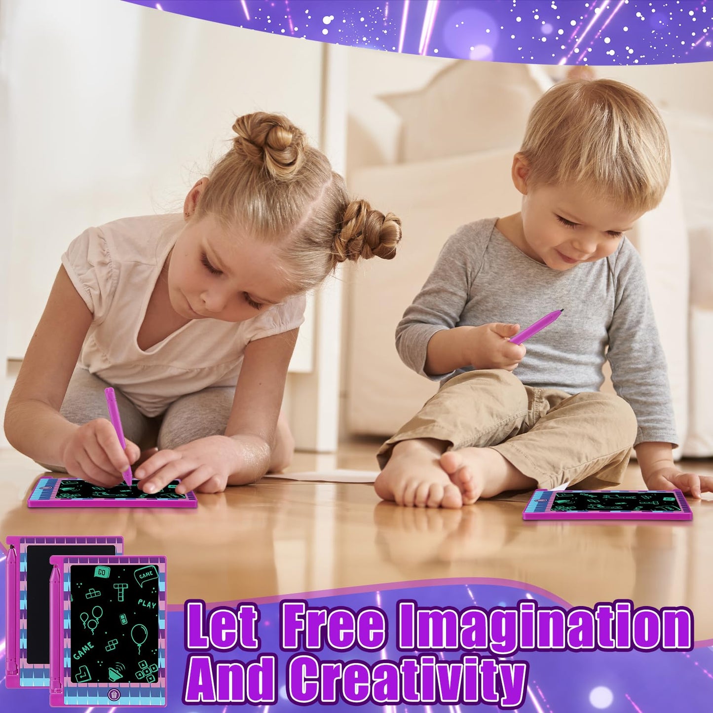 Nezyo 12 Pack Video Game Kids Party Favors, LCD Writing Tablet for Kids, 4.6 Piata Gaming Mini Board Drawing Tablet, Video Gam
