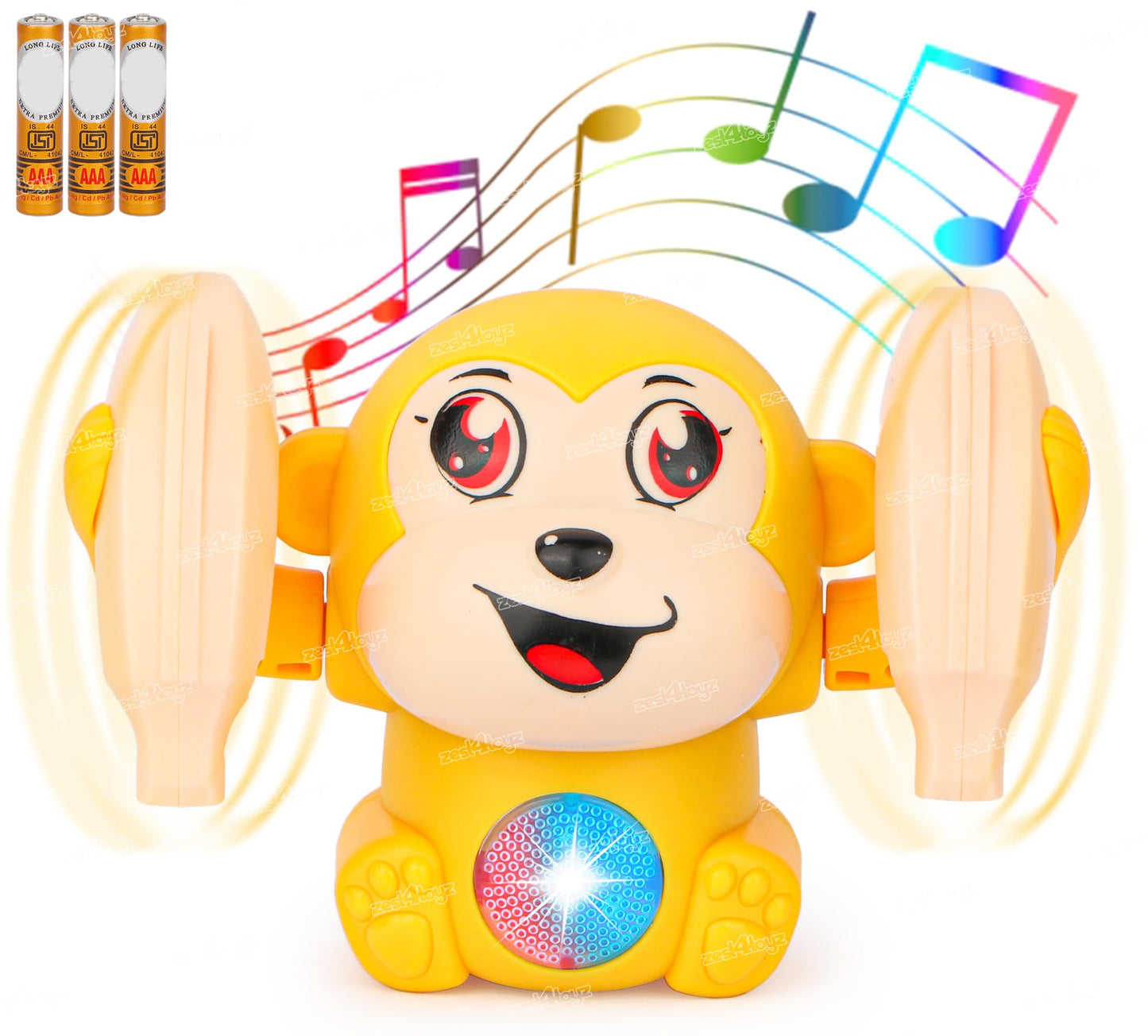 Zest 4 Toyz Dancing Musical Toy For Kids Tumbling Monkey Doll Toy Voice Control Sensor Rotating Arm Light Sound Toy Abs Battery