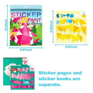 Crafts For Kids Ages 4-8 Sticker Paint Books 6 Pack Number Sticker Books For Kids Girls Boys Easter Party Favor, Car Road Plane Travel Activity Books