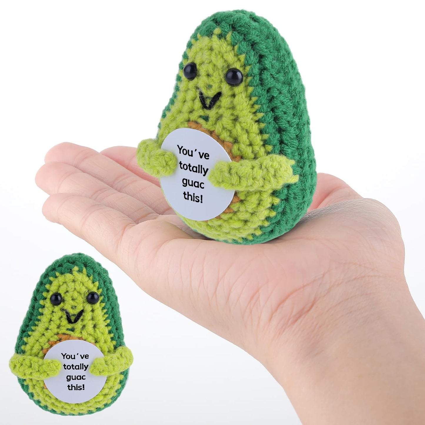 Grevosea Funny Positive Avocado, 3 Inch Mini Positive Avocado Crochet Cute Wool Funny Knitted Positive Avocado Doll Gifts For New Year Birthday Gifts Friends Party Decoration Encouragement