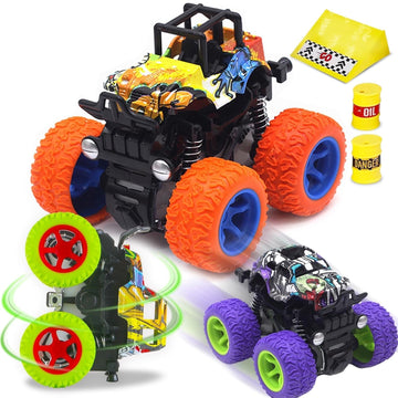 CozyBomB Monster Trucks Toys - 3 Pack Friction Powered Mini Push and Go Car Truck Playset Inertia Vehicle for Kids Best Christma