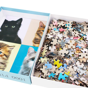 Beduke Jigsaw Puzzles For Adults 1000 Pieces Precise Interlocking Thick Sturdy Cardboard Cat Animals 1000 Piece Puzzle Family Game Age 14+