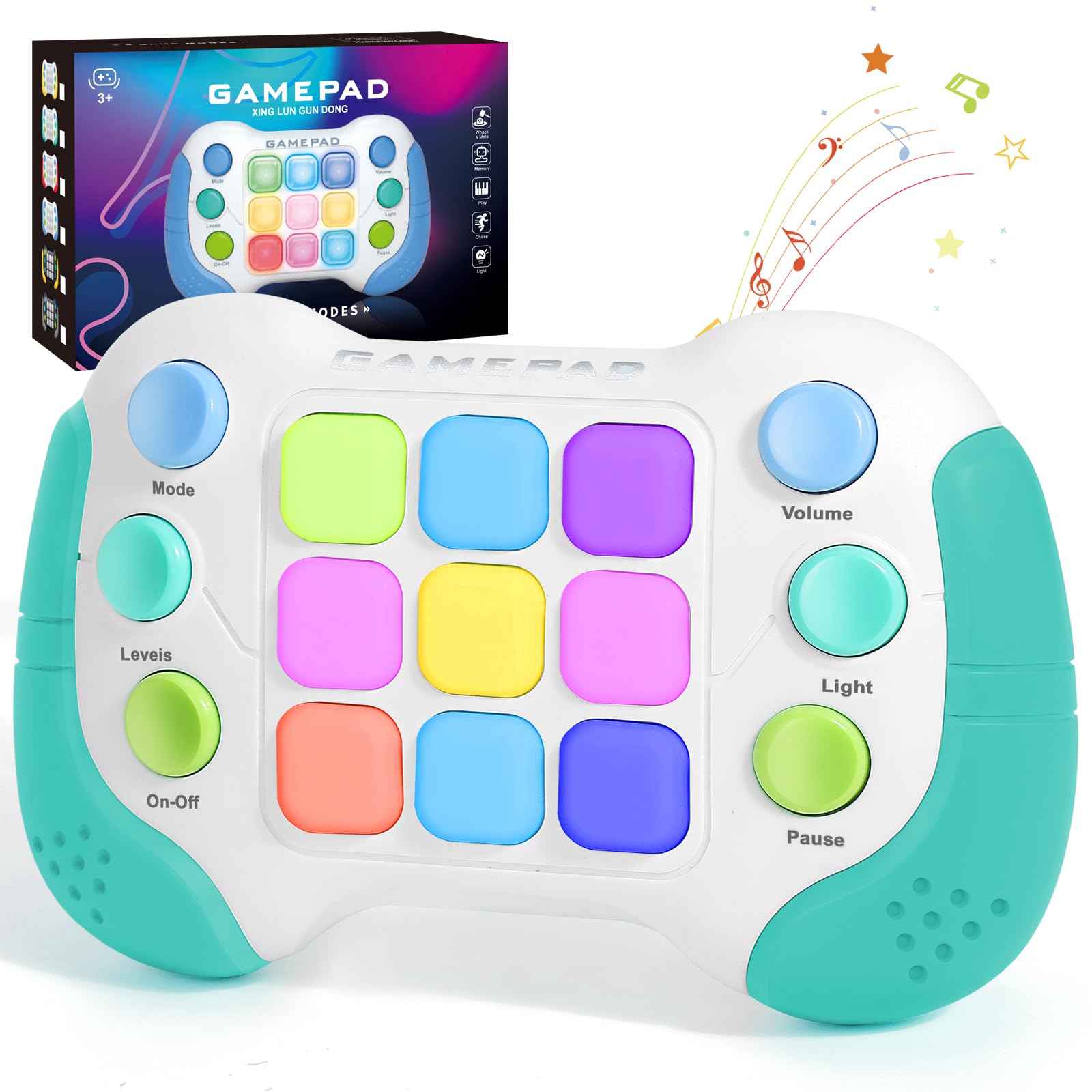 Aotibo Fast Press Push Game Fidget Toys Handle, Flashing Handheld Game For Kids Teens Adults, Electronic Brain & Memory Game, Qu