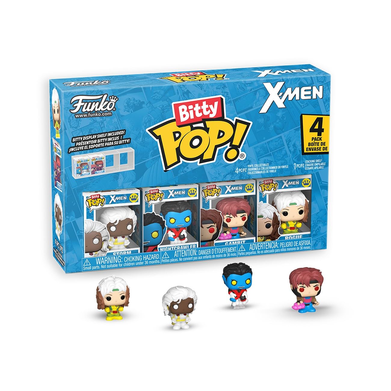 Funko Bitty Pop! X-Men: Rogue, Nightcrawler, Gambit, Storm and A Surprise Mystery Mini Figure - 0.9 Inch (2.2 Cm) Collectable - 