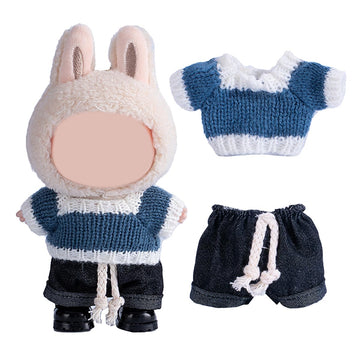 17cm Doll Clothes Set  enhanced Jeans & Knitted Sweater Outfit for 17cm 15cm Dolls  Cute Dress Up Fashion  No Doll Included (F  17cm/15cm)