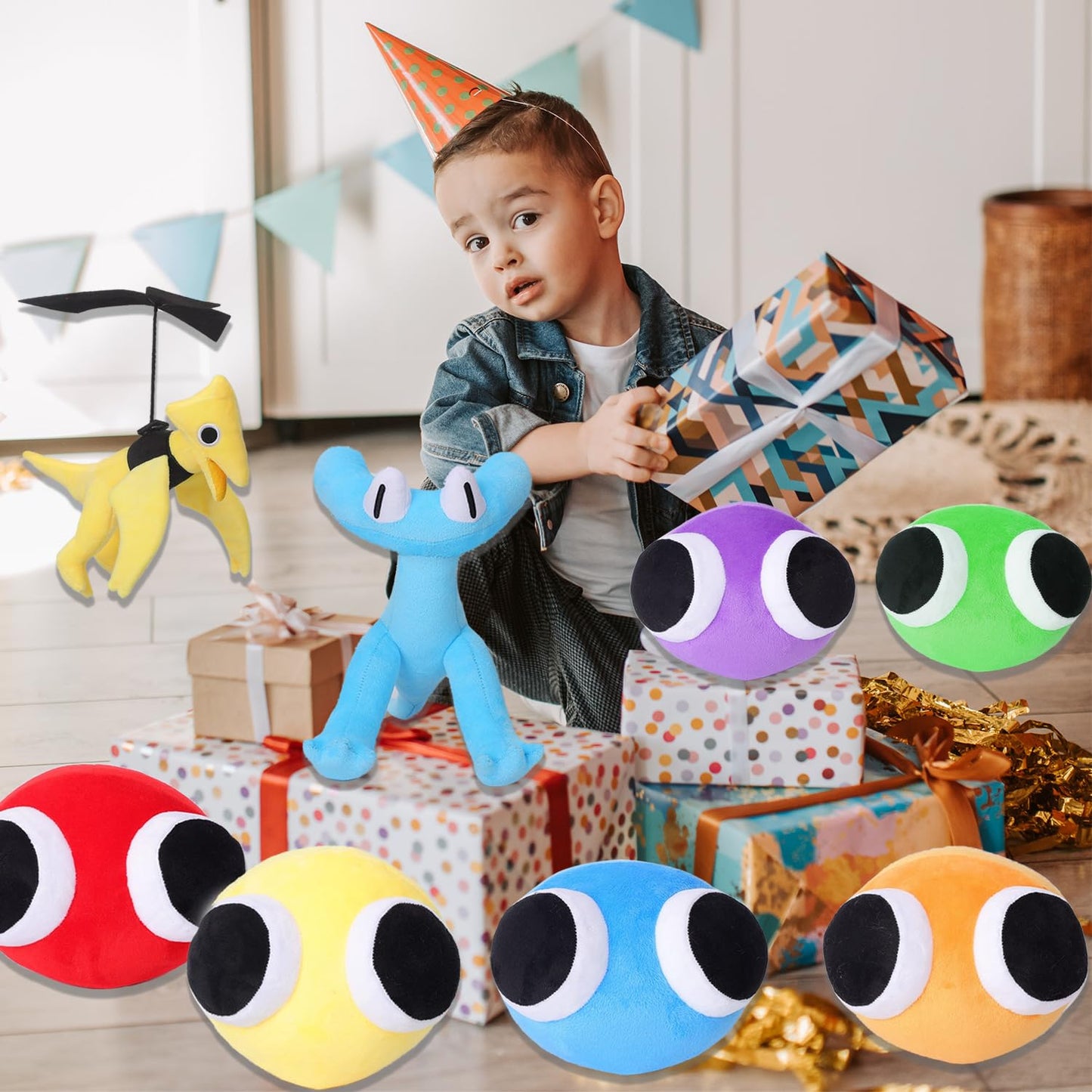 FJFFJF Rainbow Plush Toys - 8pcs Stuffed Animal Dolls, Soft Plush Fabric, Perfect for Kids' Birthdays, Model 768716721106