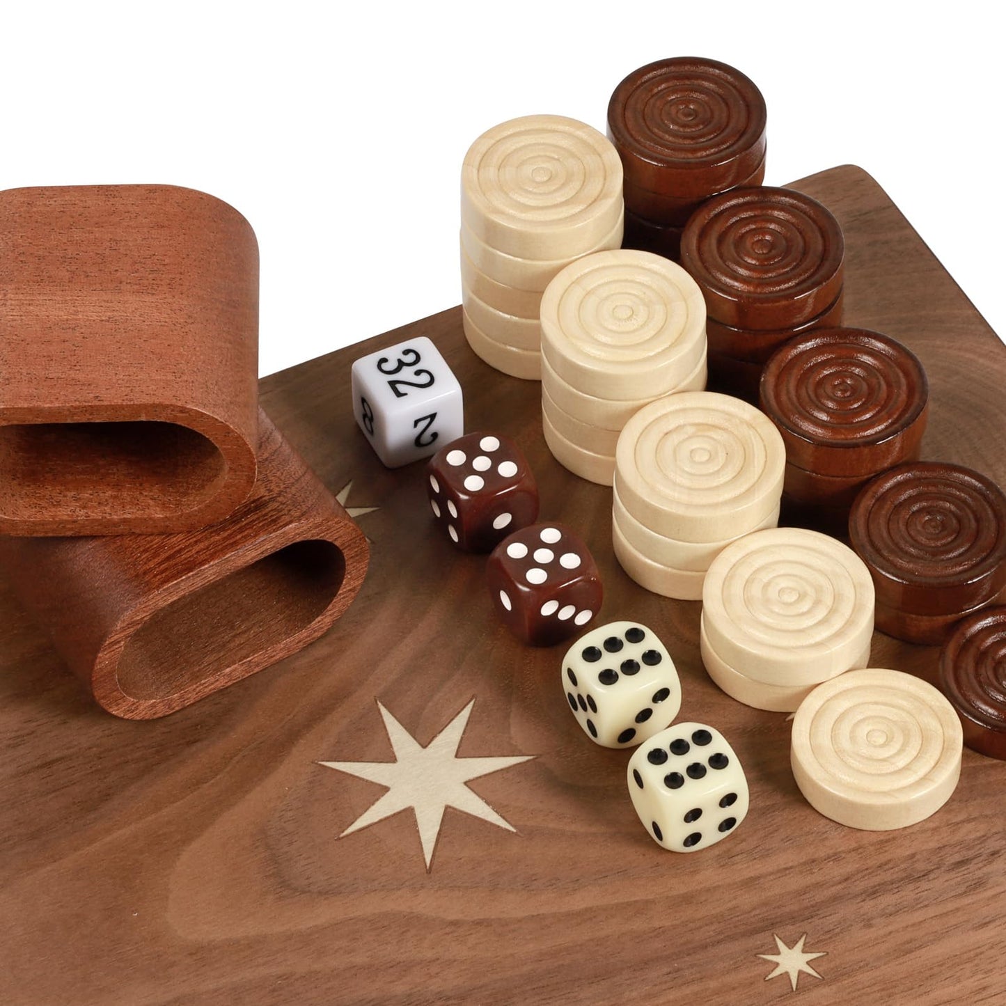 Handcrafted Wooden Backgn Set - 16x15.3inch  Oversized Pieces  Intricate Carvings  enhanced Travel Game Board for mature-themeds & Kids (Star)