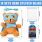 Silipull 12 Pcs Hero Party Favors Hero Stuffed Animal Bears with Tie Dye Card Back to School Gifts for Student Small Toys 4 Plus