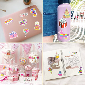Susihi Birthday Stickers For Kids Classroom For Adults Birthday Stickers For Cards Scrapbooking Vinyl Party Stickers Pack(50 Pcs