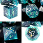 PJOY DND Sharp Edged Dice Set, 7pcs Blue and Black Resin DND Dice Set D&D Polyhedral Dice with Dice Case for Role Playing Dice G