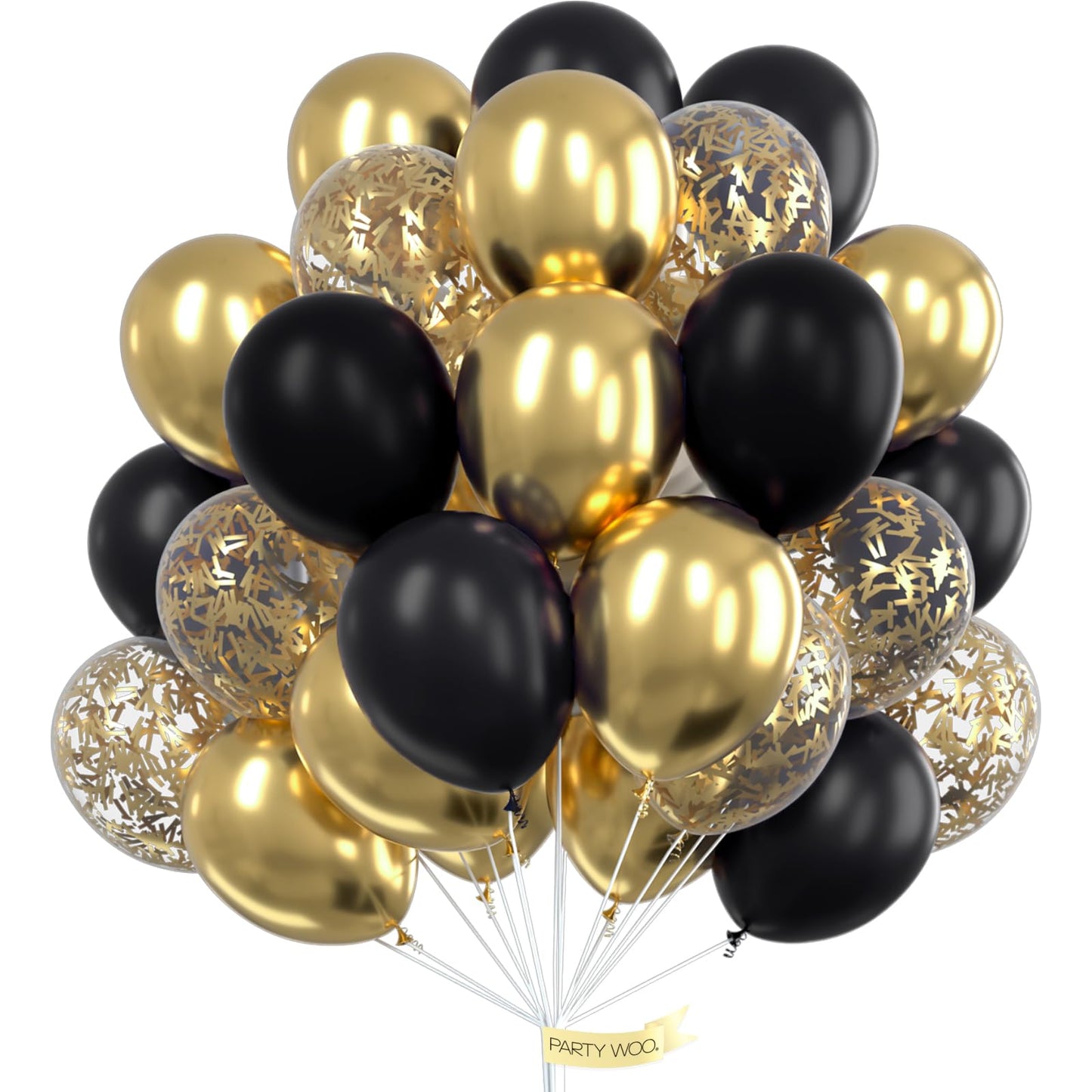 Partywoo Black And Gold Balloons, 100 Pcs 12 Inch Pack Of Black Balloons And Gold Metallic Balloons, Latex Balloons For Birthday Decorations, Retirement Party Decorations, New Year'S Eve Decorations