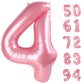 Pearlescent Pink 4 Balloon, Number Balloons 40 Inch, 4Th Birthday Decorations For Girls Four Large Numbers For Party Decor, Numb