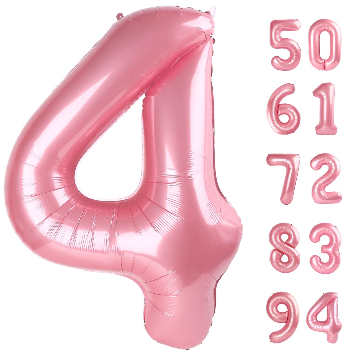 Pearlescent Pink 4 Balloon, Number Balloons 40 Inch, 4Th Birthday Decorations For Girls Four Large Numbers For Party Decor, Numb