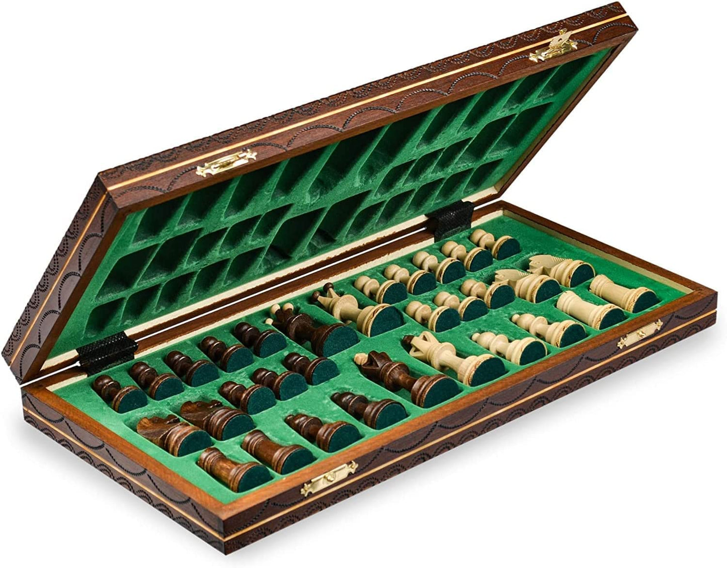 Beautiful Handcrafted Wooden Chess Set With Wooden Board And Handcrafted Chess Pieces - Gift Idea Products (16' (40 Cm) Orn)