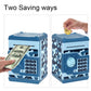 Adevena Electronic Piggy Bank, Mini Atm Password Money Bank Cash Coins Saving Box For Kids, Cartoon Safe Bank Box Perfect Toy Gifts For Boys Girls (Camouflage Blue)